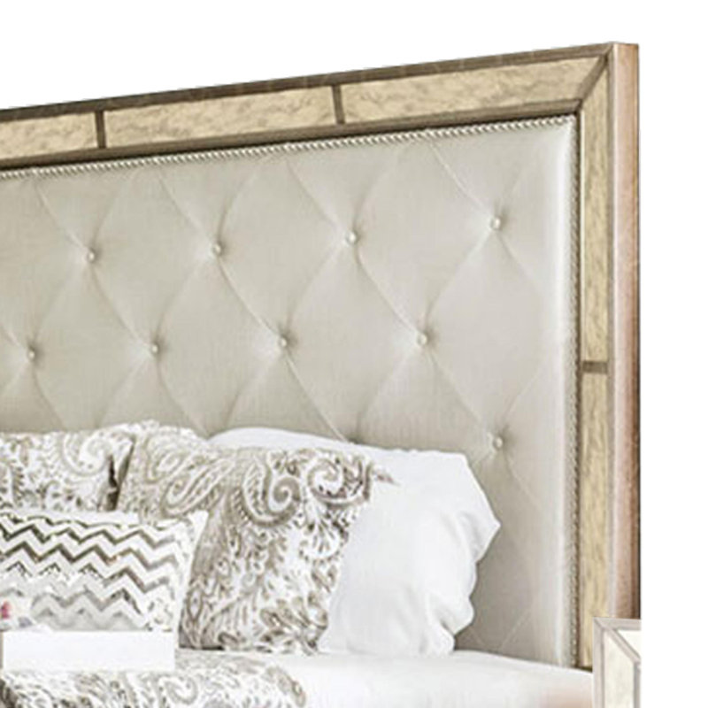 Vegan Leather Platform Bed, Silver