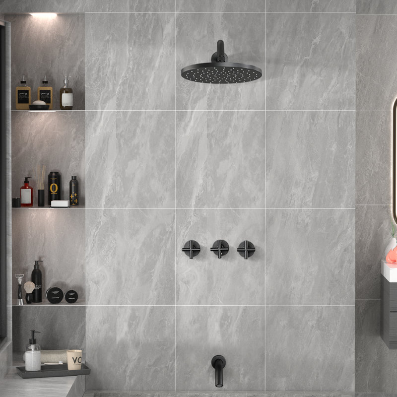 Tub & Shower Faucet with Rough in-Valve, Matte Black