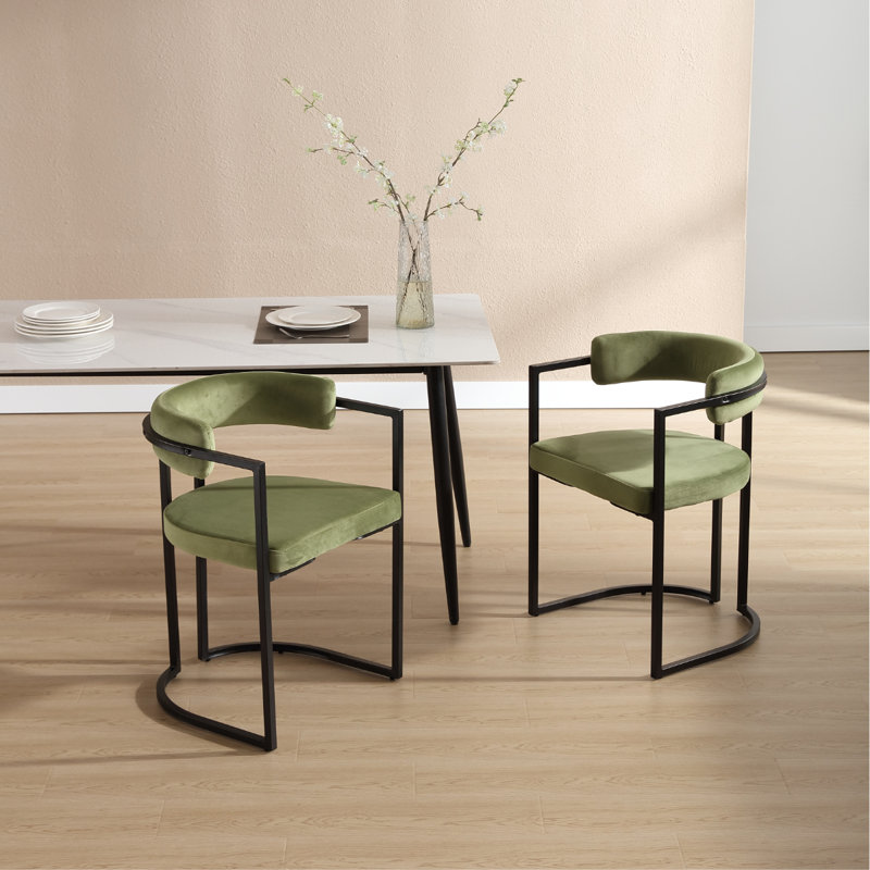 Fairmont Park Dining Chairs Upholstered in Modern Kitchen Chairs in Metal Frame for Living Room Restaurant Cafe, Green