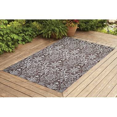 Sumiye Outdoor Rug for Patio Clearance, Waterproof Mat,Reversible Plastic Camping Rugs,Black & Gray Foundry Select Rug Size: Rectangle 4' x 6