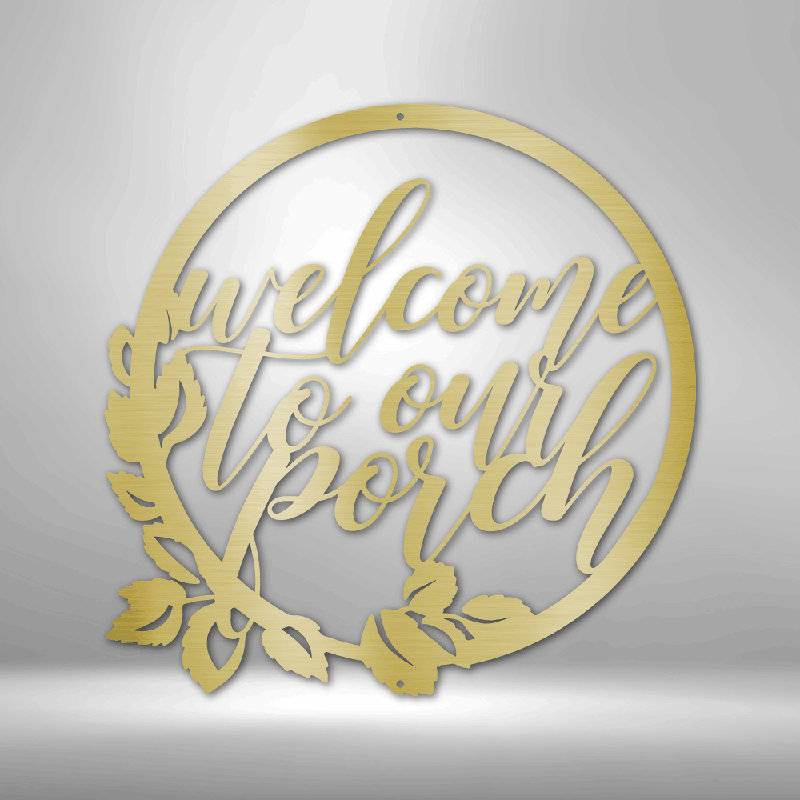 Décoration murale Evlyn Welcome to Our Porch, H 11,25 po x l 11,5 po x P 0,5 po, Or