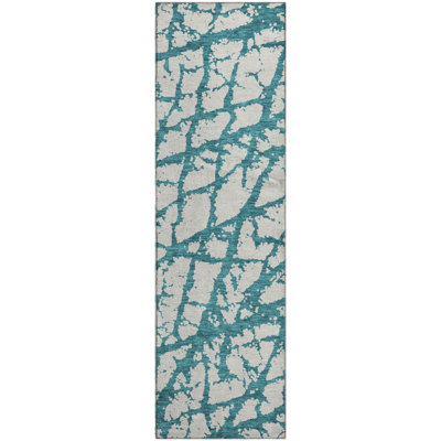 Premium Machine Washable Prisco Teal Rug