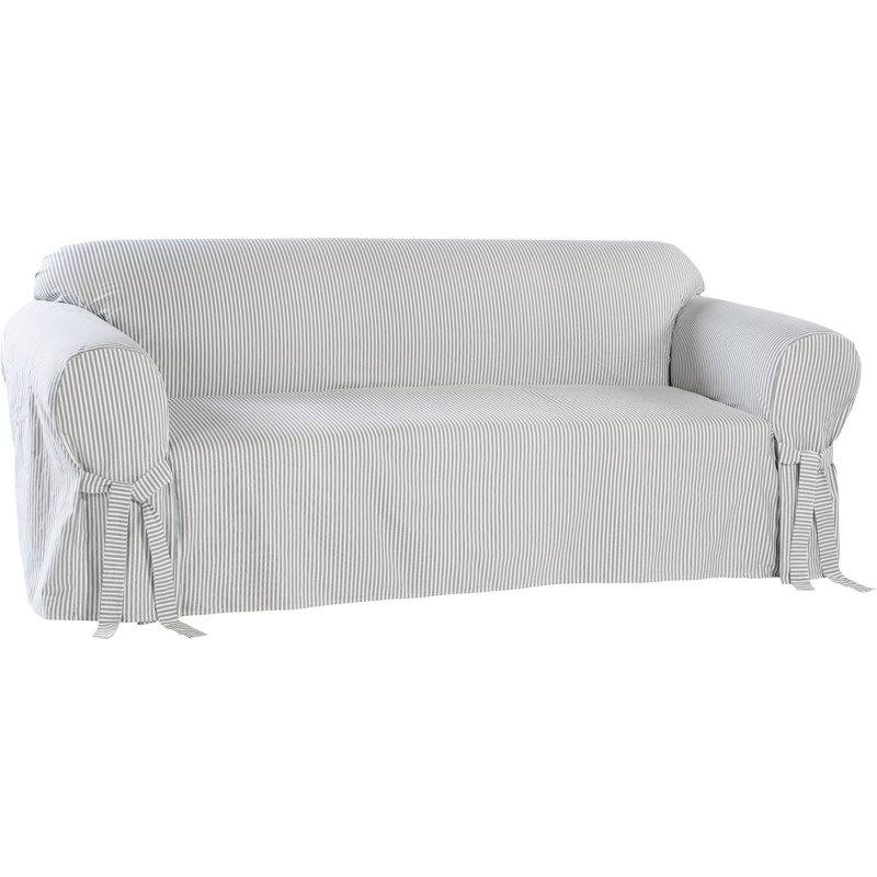 Housse pour causeuse à coussins carrés/rectangulaires rayée, Bleu marine