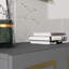 Console élégante, anthracite et or, 29,5 po x 31,1 po x 15,7 po | 100% panneau de particules enduit de mélamine, épaisseur: 0,7 pouce | Conception élégante et fonctionnelle pour le salon ou le vestibule, durable et moderne-1396020472