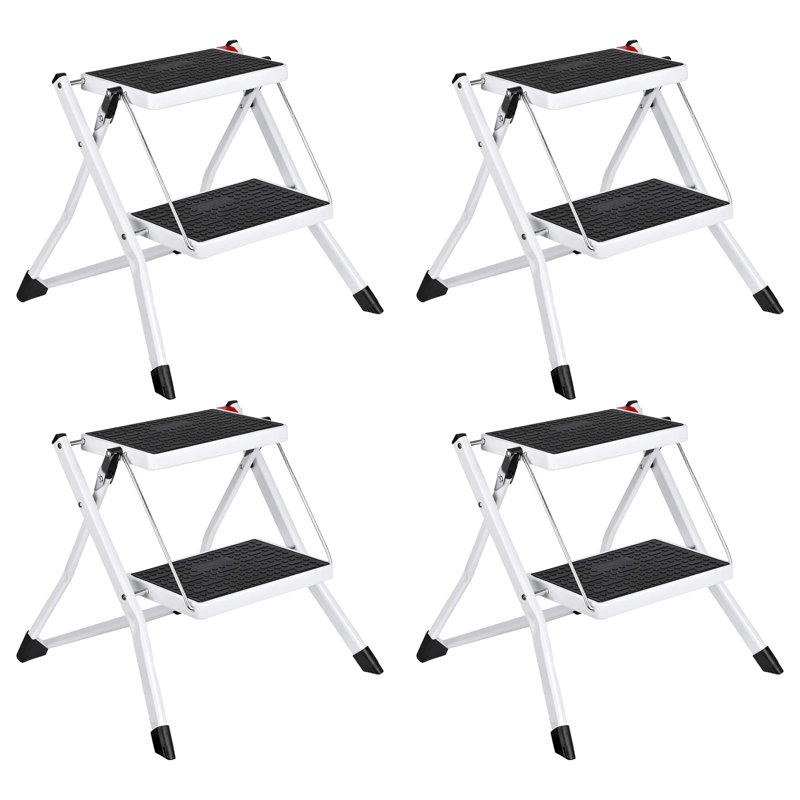 Delxo Steel Folding 2 Mini Stool Safe Step Stepladder with Carry Handle (4 Pack)