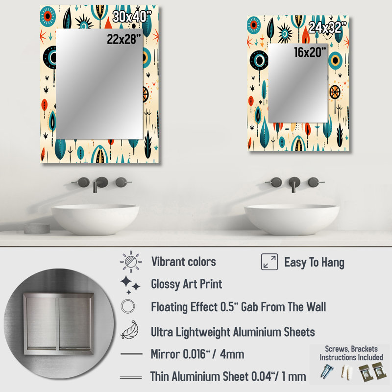 Aviyanah Nomadic Treasures Boho - miroir mural géométrique, 40 po x 30 po