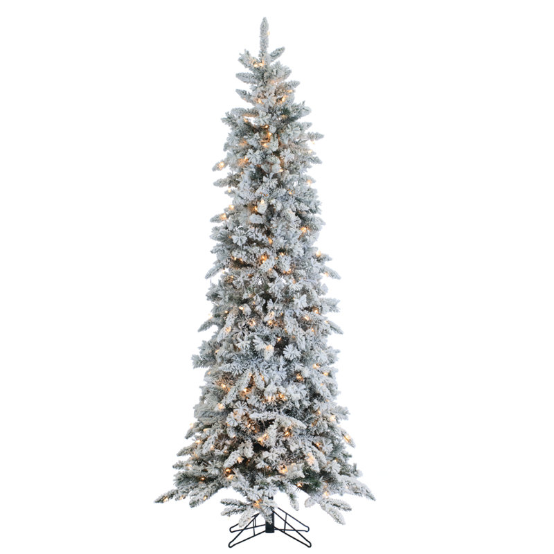 7.5' Flocked Pine Christmas Tree with Clear Lights