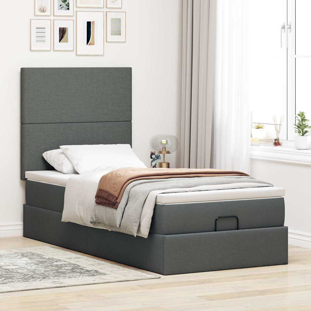 Vidaxl Ottoman-Bett Mit Matratzen Dunkelgrün 180X200 Cm Samt