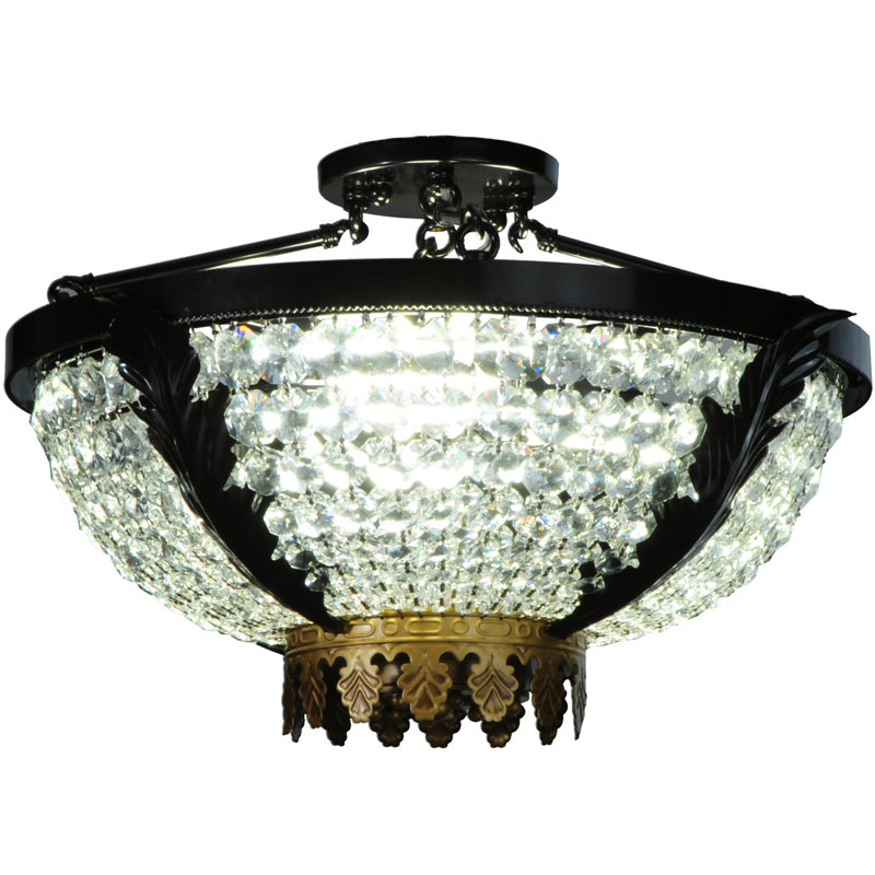 Plafonnier semi-encastré à cuve unique 3 lumières, H 12,25 po x l 18,25 po x P 18,25 po