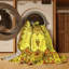 Tapis oriental en polyester / chenille jaune / orange / brun tissé à la machine-2073349569