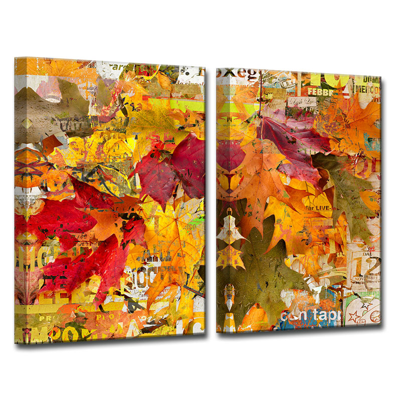 « Fall Ink XVI », ensemble de 2 impressions sur toiles tendues, H 20 po x l 16 po x 1,5 po