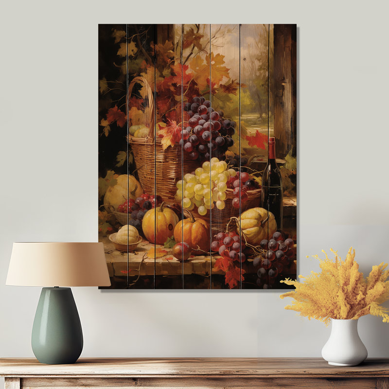 «Food Autumn Harvest I», reproduction sur bois naturel, H 32 po x l 24 po x P 0,78 po