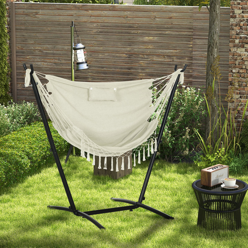 Chaise hamac 2 personnes avec coussin moelleux, Blanc