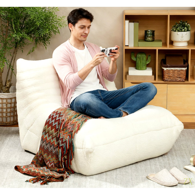 Fauteuil à billes, canapé à billes avec mousse haute densité pour chambre à coucher, Polyester blanc