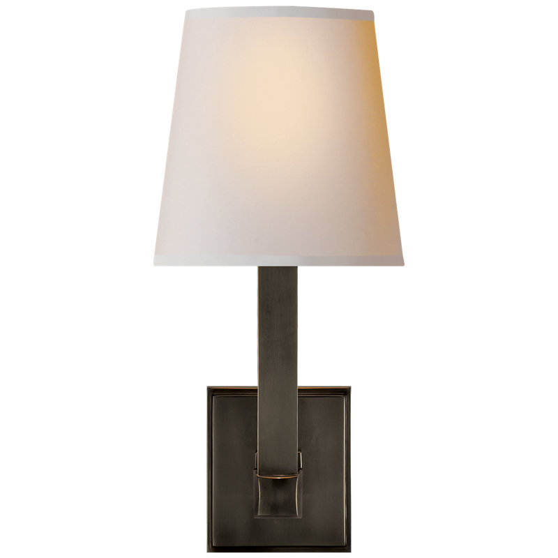 Chapman & Myers Square Tube Single Sconce, Bronze, Fabric