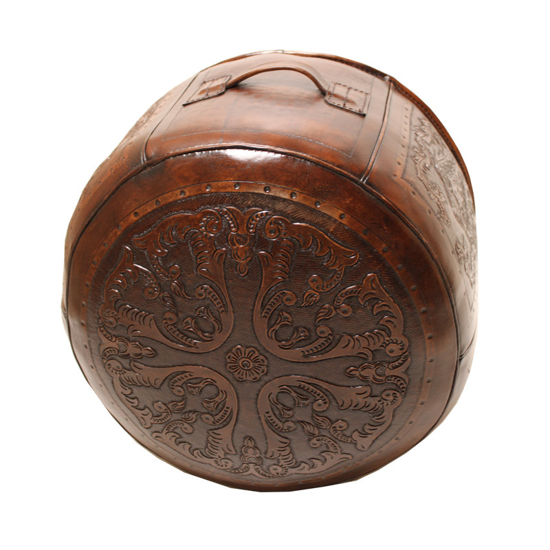 Pouf rond en cuir Navarette