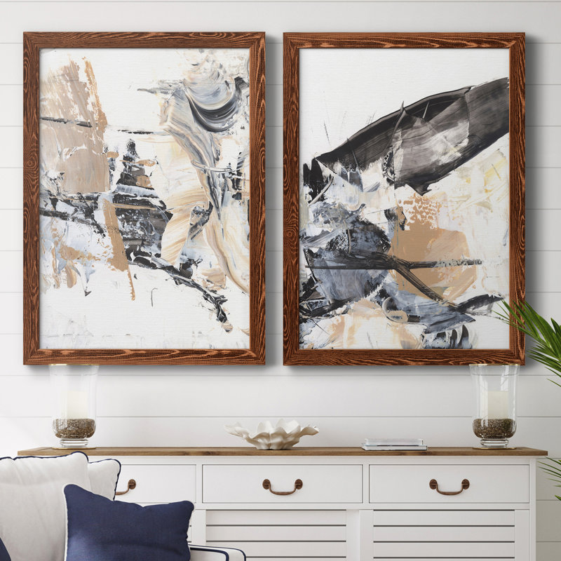 Ruckus III - Ensemble de 2 peintures sur toile encadrées, H 24 po x l 36 po x P 1,5 po, Cadre en érable
