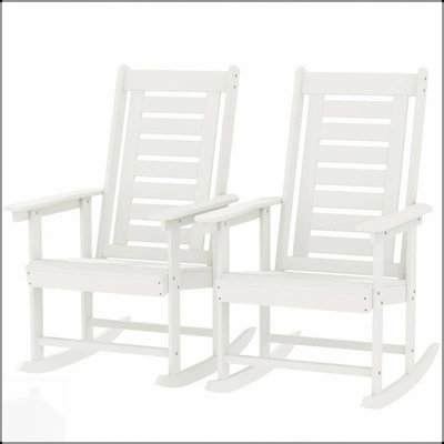 Ensemble de chaises berçantes d'extérieur 2 pièces en PEHD résistant aux intempéries, mouvement berçant en douceur et conception confortable pour la détente