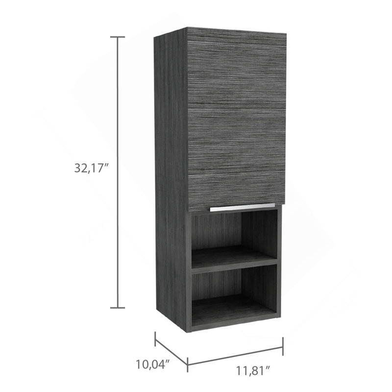 Smokey Oak Rectangle 2-Shelf Medicine Cabinet, Gray