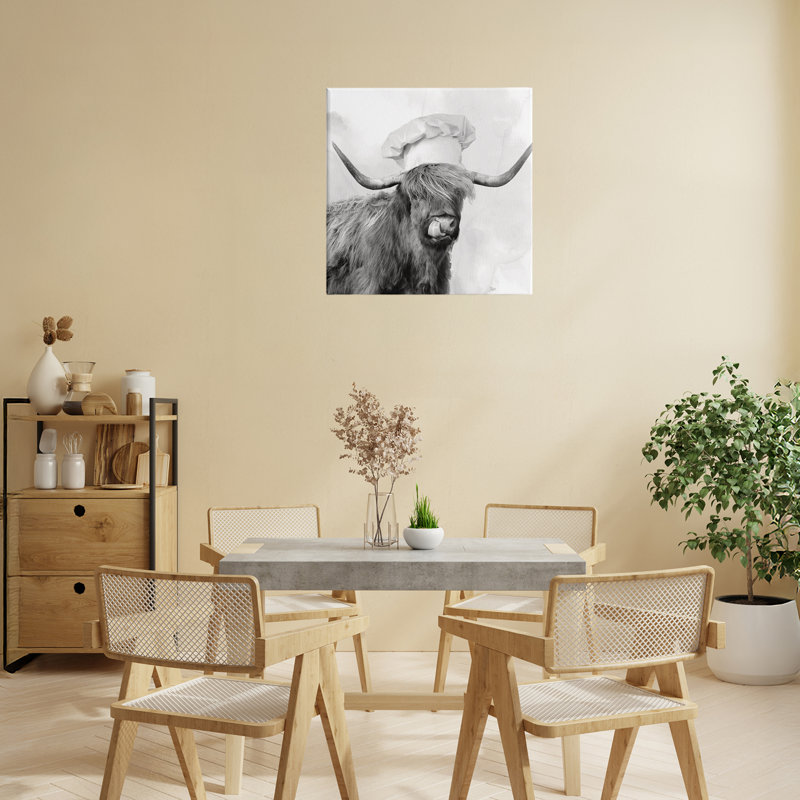Kitchen Chef Cattle Canvas, design by Nan, 17" H x 17" W