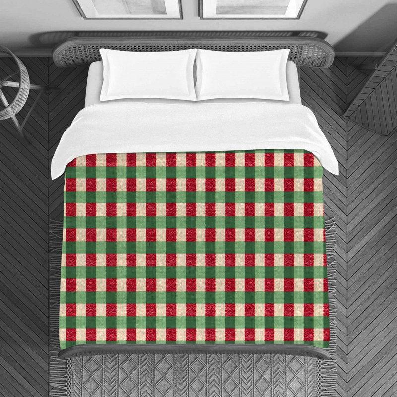Housse de couette , Housse de couette pour lit simple, Vert/rouge