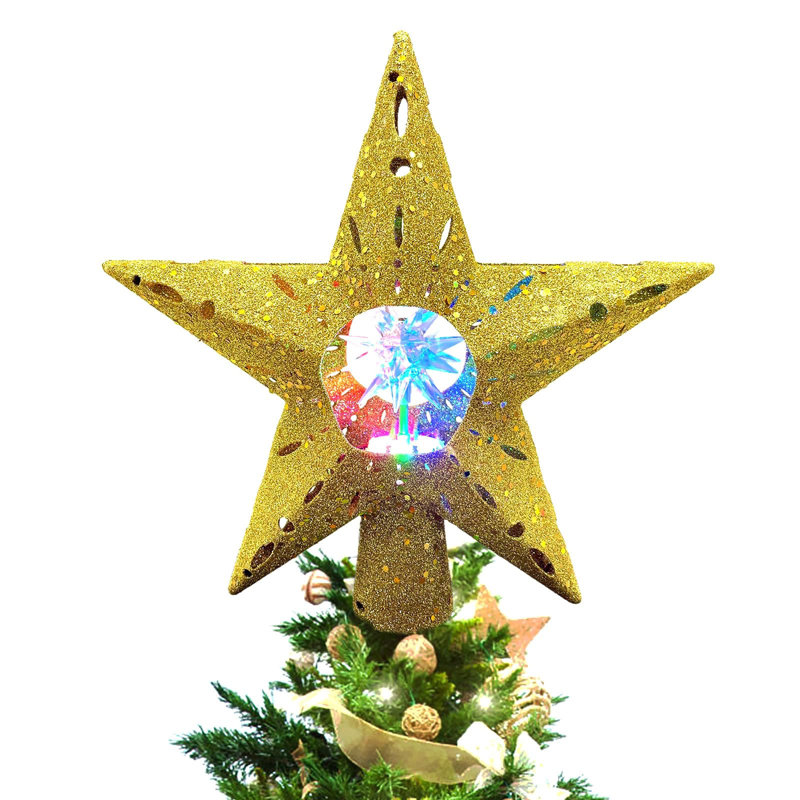 Lighted Christmas Tree Topper with LED Rotating Colourful Projector