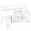 Lit mezzanine simple à faible encombrement avec bureau en L et tiroirs, armoire, escalier de rangement avec bureau blanc - Solution-1466118276