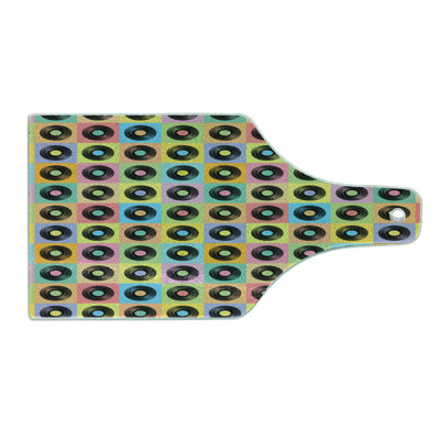 Ambesonne Retro Tempered Glass Cutting Board Colorful Vinyl Discs Pattern Multicolor