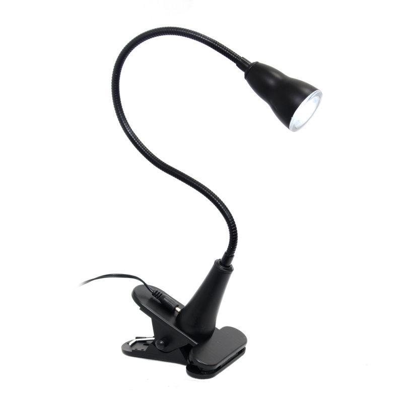 Creekwood Home 22.75" Basic Clip On LED Light With Flexible Gooseneck, Black