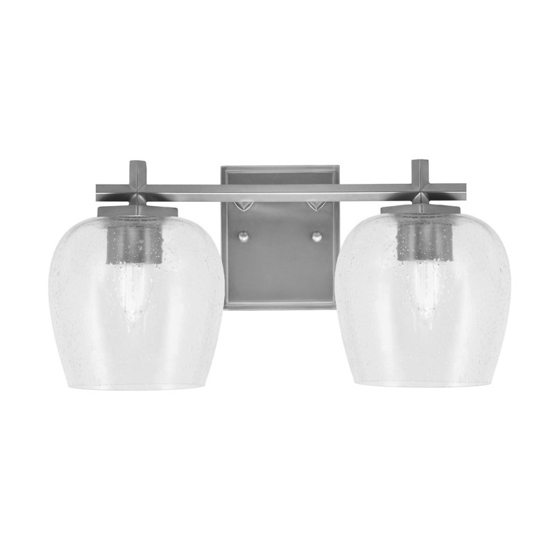 Barre de salle de bain Finola illustrée avec verre transparent, H 8 po x l 16,5 po x P 7,25 po, 2 lumières, Graphite