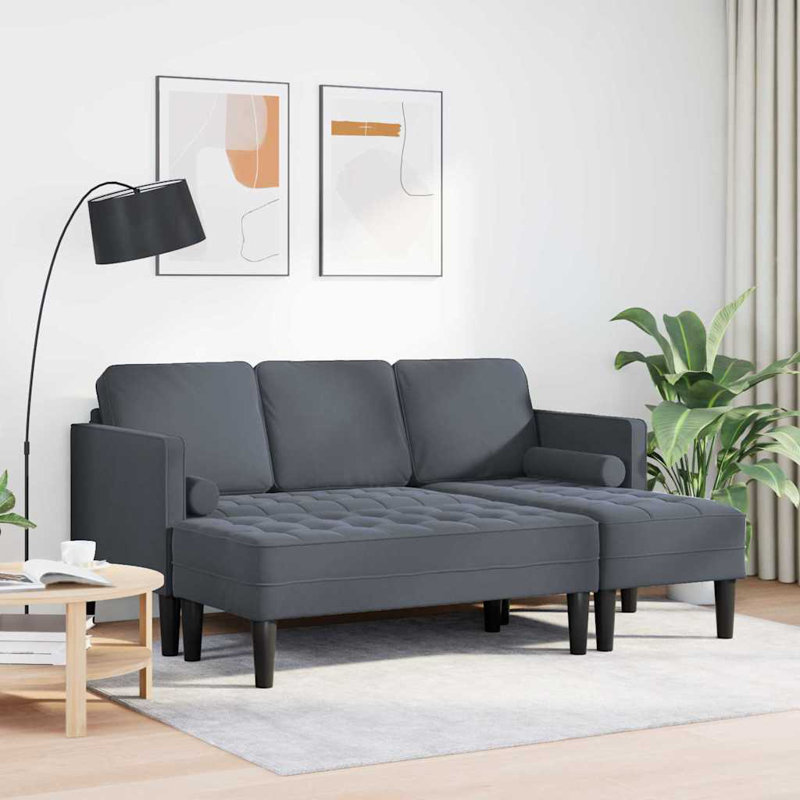 Ensemble de canapé avec coussin vidaXL 2 pièces en polyester gris foncé