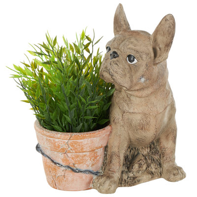 Cole And Grey 1 Piece Resin Textured Dog Indoor Outdoor Planter With Antique Pot Set