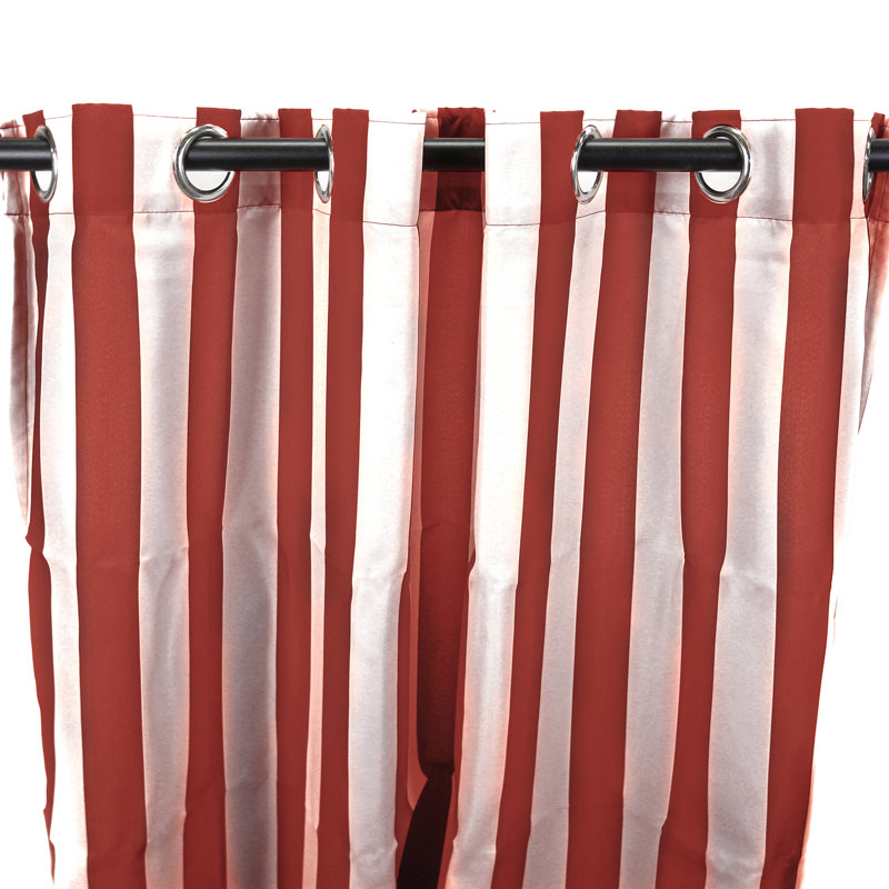 Stripe 54" x 96" Grommet Semi-Sheer Outdoor Curtain Panel, Striped Pompeii Red, 54" W x 84" H