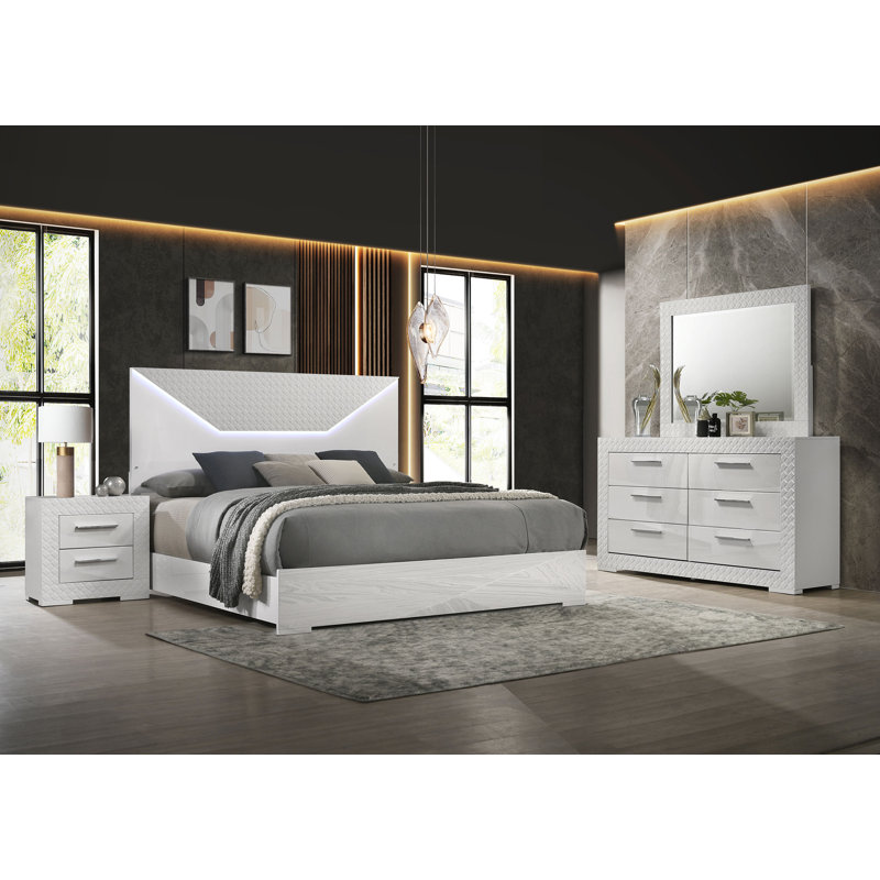 Ensemble de chambre à coucher 4 pièces Ives, Blanc, Roi