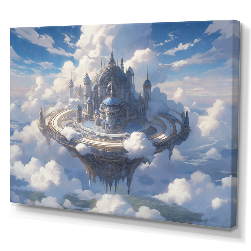 Château dans les nuages II sur toile, Toile tendue, H 24 po x l 32 po x P 1 po