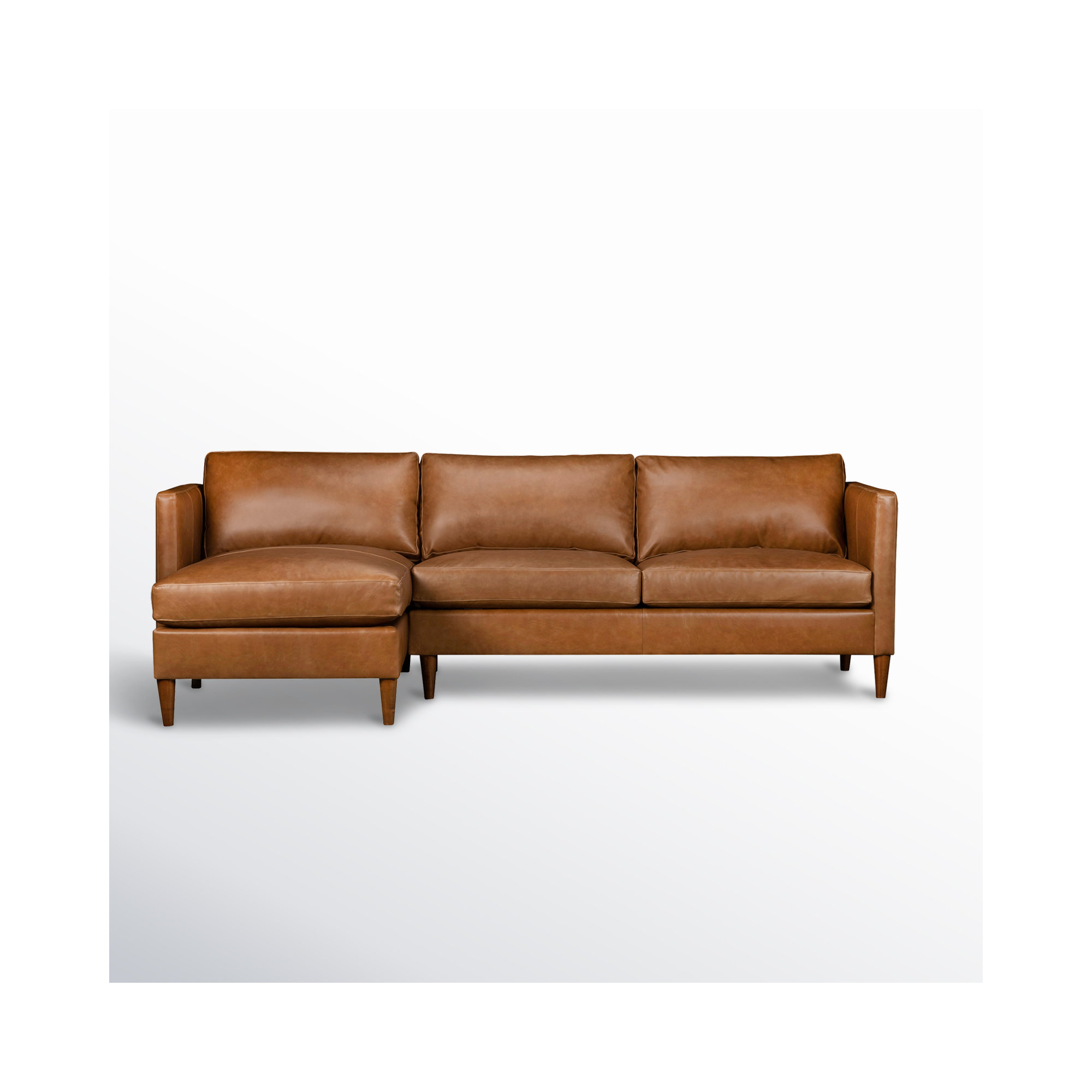 Clifford 2 - Piece Genuine Leather Custom Sectional, Left Hand Facing, Bistro Saddle Genuine Leather