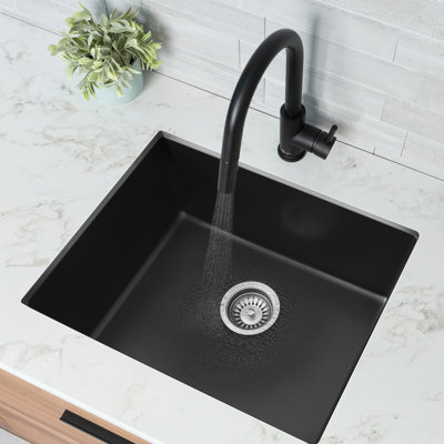 STYLISH Aspen Dual Mount 22" Single-Bowl Composite Granite Kitchen Sink with Strainer