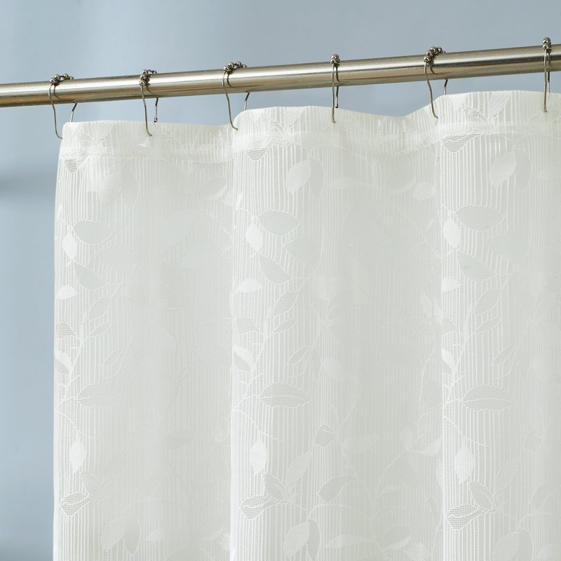 Toraino Floral Shower Curtain. Rustic Leaf Lace Shower Curtain, Ivoire, H 84 po x l 72 po