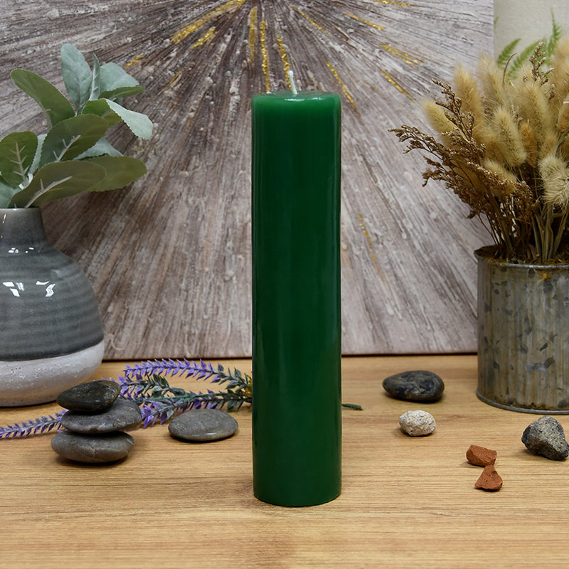 Bougie pilier sans parfum Oliva, H 3 po x l 2 po x P 2 po, Vert forêt, 1