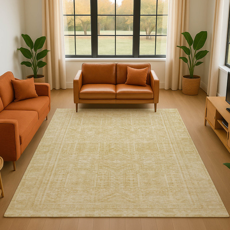 Premium Machine Washable Ashlynn Border Rug, Rectangle 10' x 14'