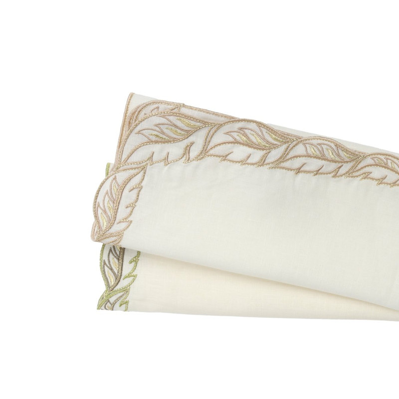 Winding Vines Napkin, White/Green