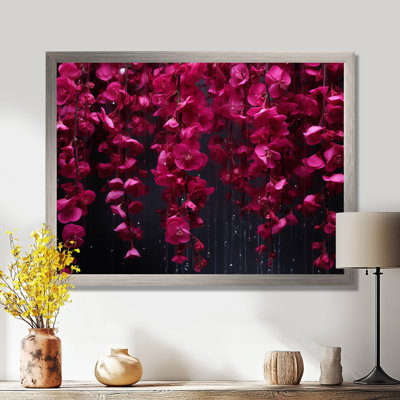 Pink And Black Blossom Cascade Fuschia Flowers - Fuschia Wall Art