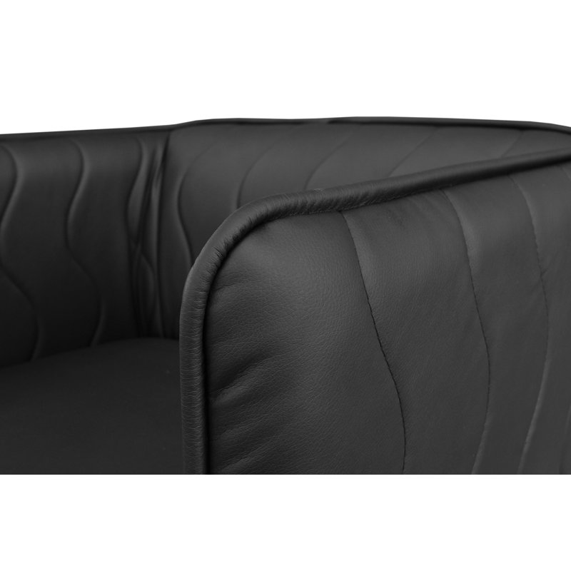 Molena Faux Leather Barrel Chair, Black