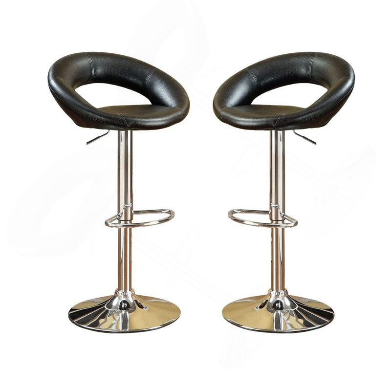 Ensemble de 2 chaises à hauteur réglable en similicuir, Noir