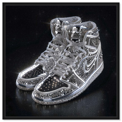 At Night Sparkling Sneakers Canvas Sneaker Head Prints by Art Remedy