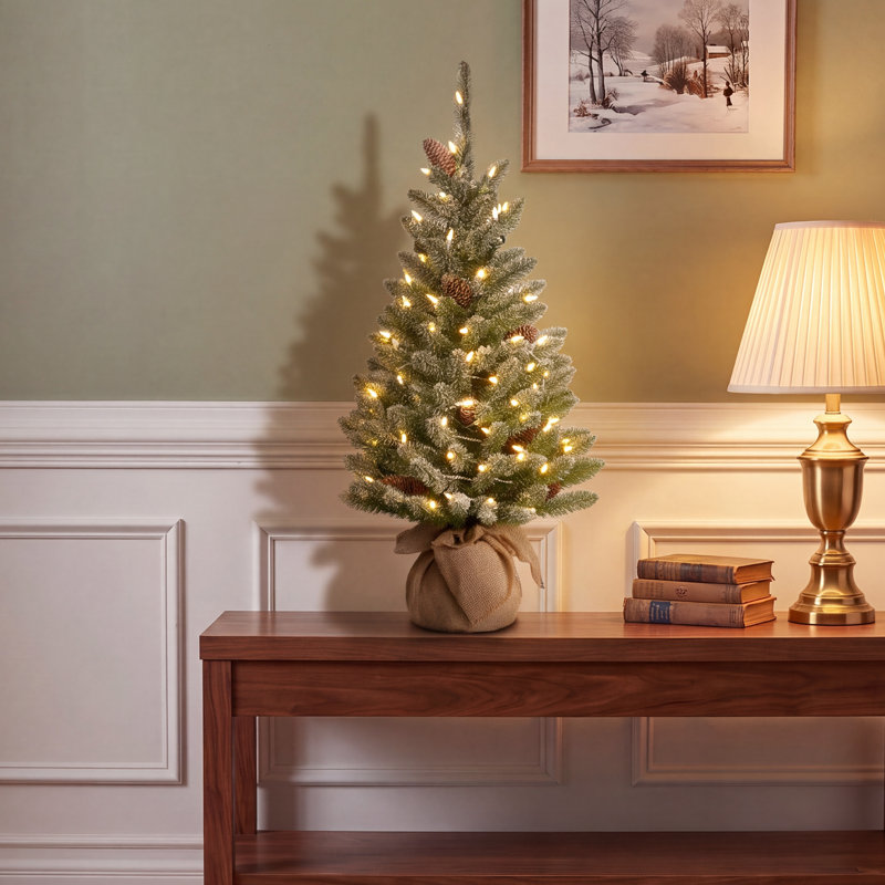 Sapin de Noël floqué et illuminé, 3'
