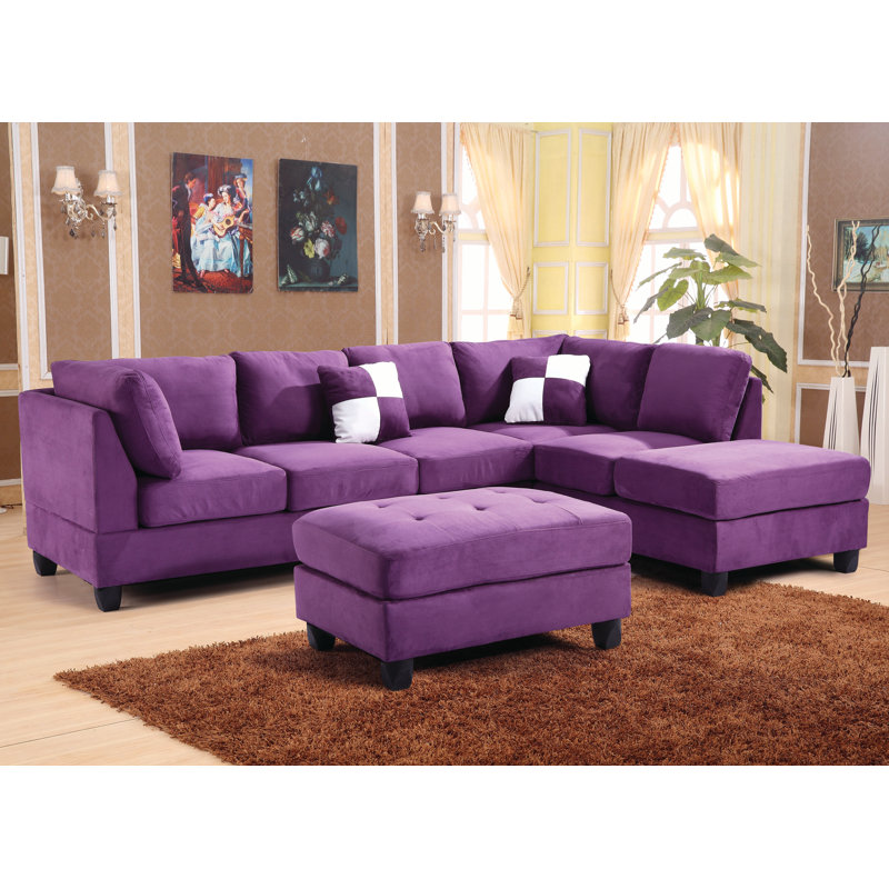 Canapé modulaire réversible Malone, Suède mauve
