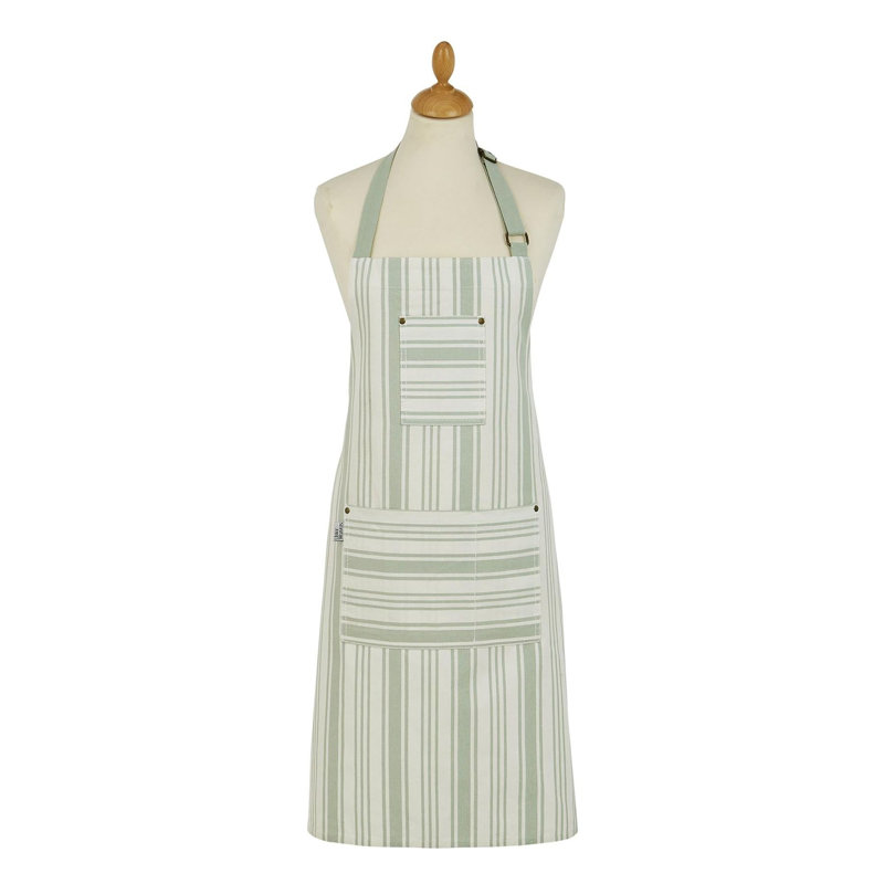 Sage Stripe Striped Cotton Bib Apron