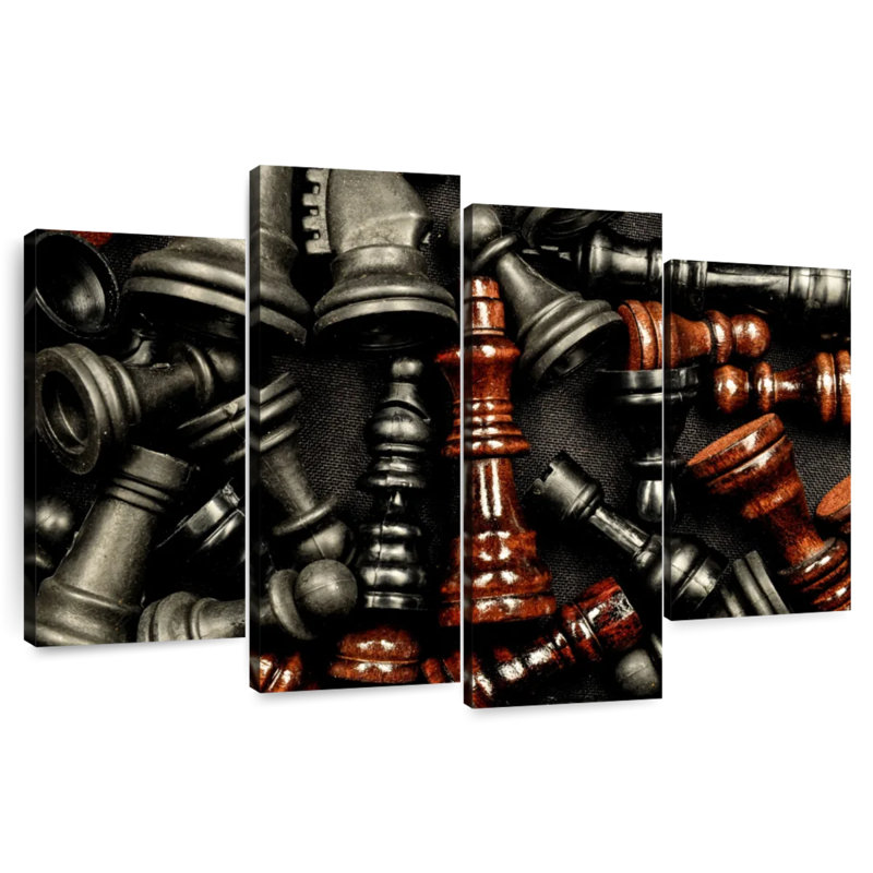 Pièces d'échecs foncées Senne, H 42 po x l 68 po