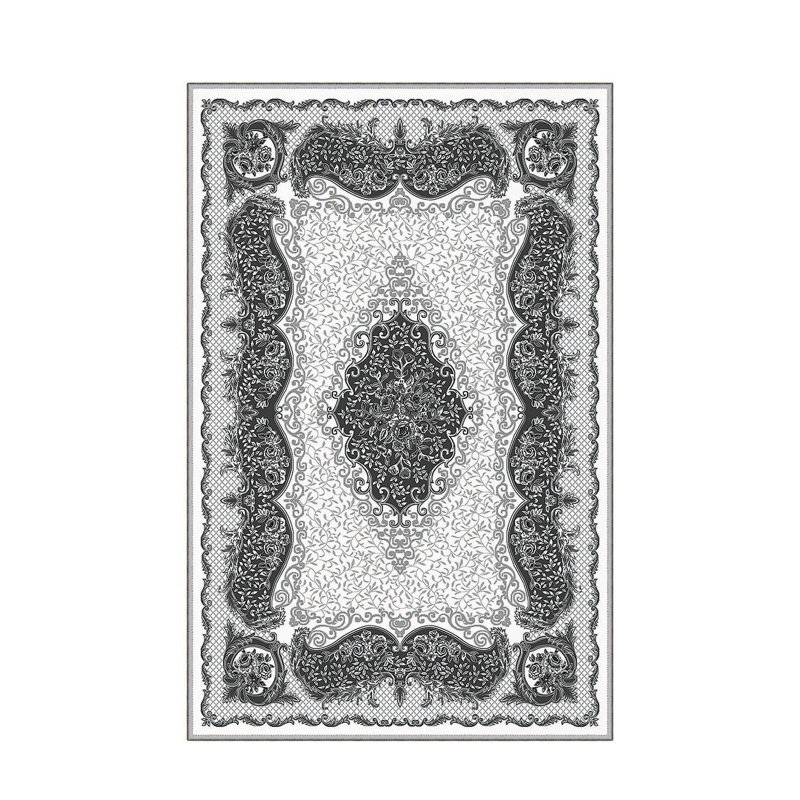 Tapis antibactérien 100% polyester 5,9 x 9,2 pi Luxurious Pois en feutre antidérapant en PVC, d'une hauteur de poils de 0,3 po | Lavable à la machine, impression numérique 3D, parfaite pour le décor du salon et de la chambre à coucher